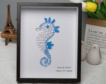 Seahorse wall Art,Personalised Sea Glass Seahorse Home Decor,Ocean Wall Art,Nature Inspired,Handmade Gifts, Wall Ideas,Mother's Day Gift