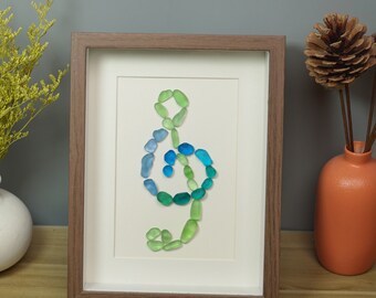 Sea Glass Music Symbol Framed,Handmade Music Note Sea Glass Art,Gift for Music Lover,Sea Glass Wall Art,Anniversary Gift for Her and Him