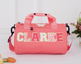 Bolsa de baile personalizada: bolsa de gimnasio de chenilla con letras para niñas