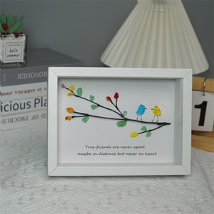 Personalized Sea Glass Bird Art, Handmade Friends Gift, Unique Wall Decor