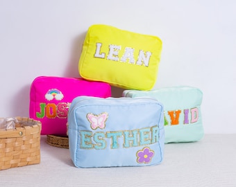 Neceser de nailon XL personalizado con parche de chenilla