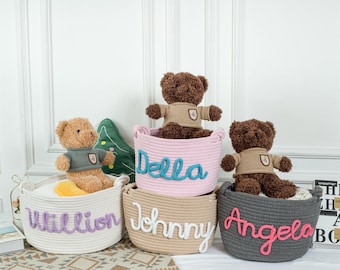Cesta de cuerda personalizada, decoración infantil personalizada, regalo para baby shower