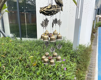 Personalised Bird Nest Wind Chimes With 12 Wind Bells for Glory Mothers Love Gift, Chimes Hanging Decoration for Outside Garden Yard Church