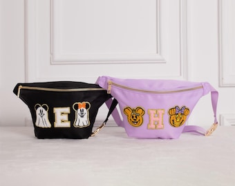 Riñonera de Halloween personalizada con parches de chenilla - Riñonera de nailon para niños y adultos