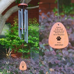 Personalized Pet Memorial Wind Chime, Loss of Pet Sympathy Gift,Outside Pet Memorial Wind Chime,Pet Loss Sketch Dog Cat Loss Sign for Garden