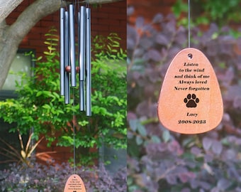 Personalized Pet Memorial Wind Chime: Engraved Dog Cat Loss Sympathy Gift