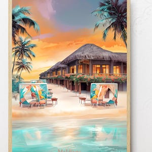 Maldives Art Print, Beach Decor, Summer Vibes, Travel Gift, Wall Art for Home, Vacation Memories, maldives art, tropical beach poster