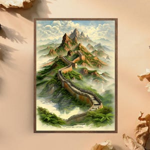 Great Wall of China, Vintage Wall Art, Historic Travel Poster, Cultural Decor, Adventure Decor, Artistic Wall Art, Asian Landmark Print