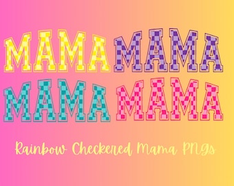 Checkered Mama PNG // Rainbow Checkered Mama PNG // College Mama PNG Bundle