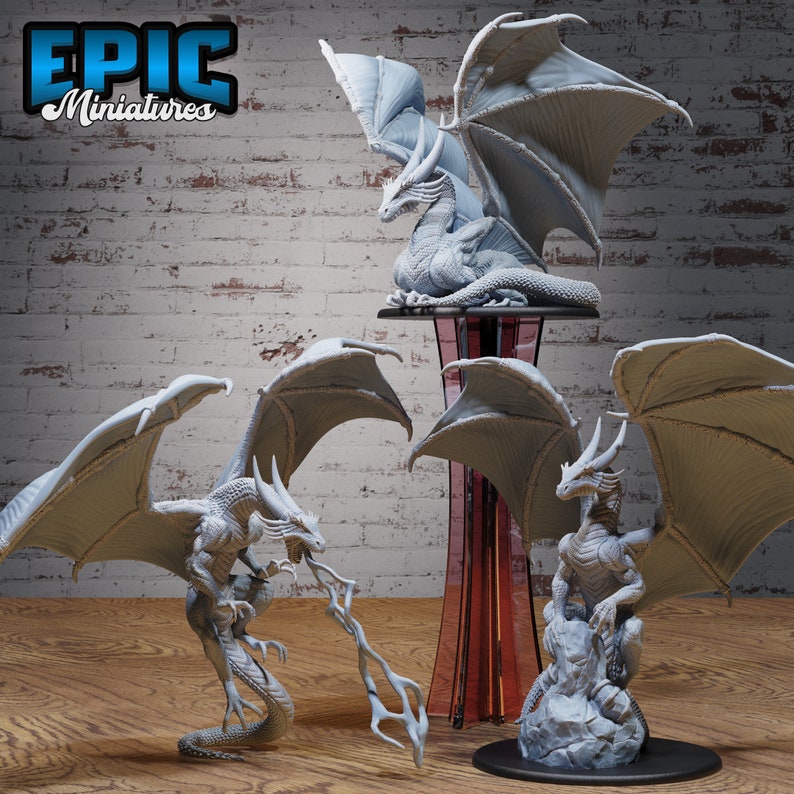 8K Resin Blue Dragon adult Epic Miniatures Lightning Dragon Chromatic ...