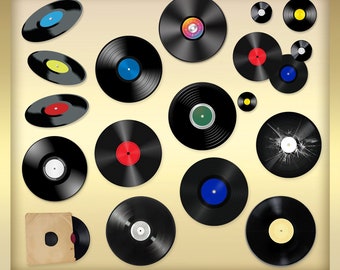 Vinyl Clip Art - vinyl records - retro vinyl - Music clip art - Music clipart - digital Instant Download - PNG Files