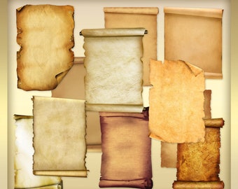 12 Old Paper Scrolls Vol.1 - Old Scrolls - old sroll - scrolls clipart - Old paper clip art - papyrus clipart - Instant Download - png files