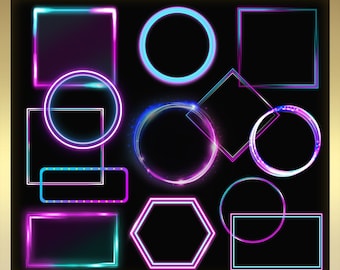 Neon Light Effect Frame - Neon Frame - Light Frame - Neon Effects - neon circle - Photoshop Digital Picture Frame - Instant download