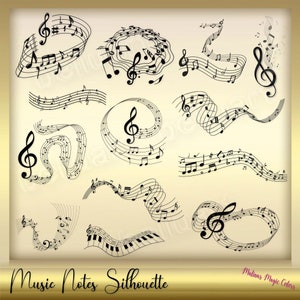 Music Notes Silhouette - round music note overlay - Music Note clip art - Music Note Silhouett - Music clipart - Instant Download