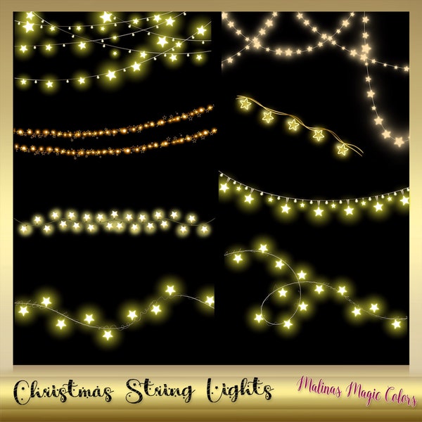 Christmas Lights Overlays - Christmas fairy lights - Christmas String Lights - String Lights Clipart - Fairy Lights Clipart