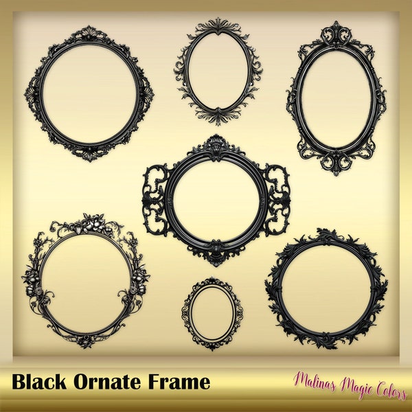 Black Vintage Frame - Black Ornate Frame -  Gothic Frame - Victorian Frame - Digital Picture Frame - Instant download