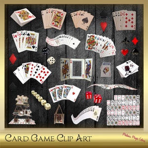 Imágenes prediseñadas de 25 juegos de cartas: cartas de juego dispuestas, imágenes prediseñadas de póker, imágenes prediseñadas de juegos de cartas, descarga instantánea