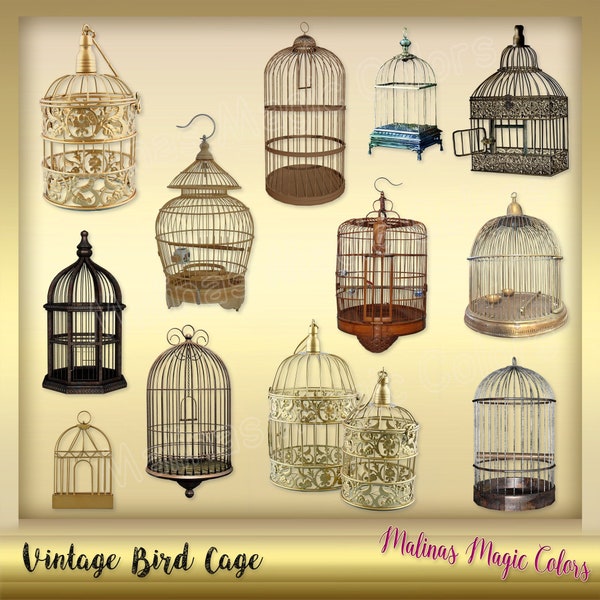 Bird Cage Clip Art - Bird Cage Overlay - old vintage Bird Cage - Instant download
