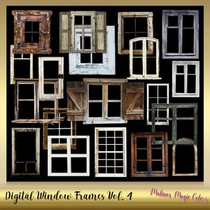 20 Digital Window Frames Vol. 4 - Window Photo Frame - Photoshop Digital Picture Frame - Frame Digital Clip Art - Windows - Instant download