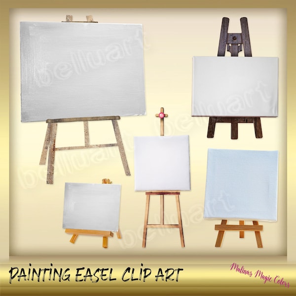 Painting Easel Clipart - Artist Easel clip art - Painting Canva - Painting Cliparts  - Painter clip art - Paint clip art - Instant Download