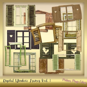 12 Digital Window Frames Vol. 1 - Window Photo Frame - Photoshop Digital Picture Frame - Frame Digital Clip Art - Windows - Instant download