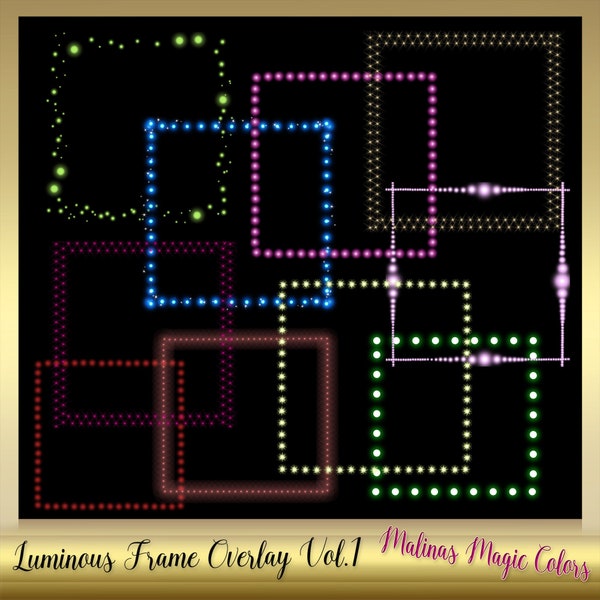 Luminous Frame Overlay -  Light Frame Overlay - Frame Digital Clip Art - Instant download