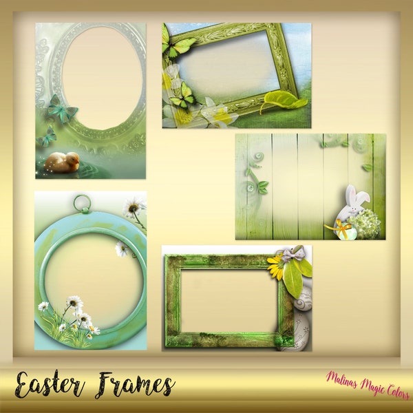 10 Easter Photoshop Frames - Frames-Overlay - Digital Frames for Scrapbooks and Photos - Easter cards - digital download