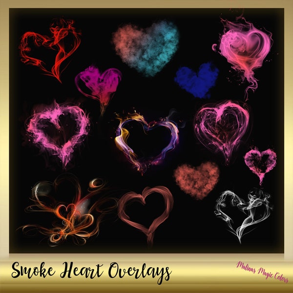 15 Heart Smoke Overlays - Photography-Overlays - transparent smoke heart - png smoke - Wedding overlays - smoke Overlay instant download