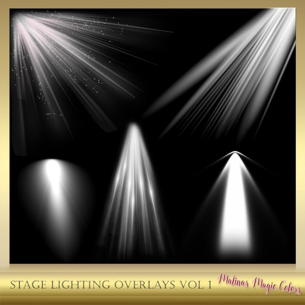 20 Stage Lighting Overlays Vol 1  - Spotlight Overlays - light effect photoshop - Spotlight png - instant download png files