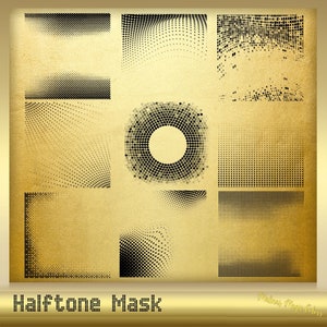 9 Halftone Mask - Halftone Dot Patterns for Photoshop - Halftone Effect Patterns - Halftone Pattern Photo Border - Photoshop Clipping Masks