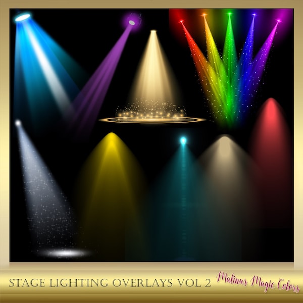 15 Stage Lighting Overlays Vol 2  - Spotlight Overlays - light effect photoshop - Spotlight png - instant download png files