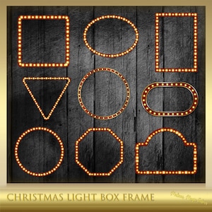 Light Box Frame Clipart - Light Bulb Frame - Marquee Light Digital Frame - Casino Light Frame - Instant download