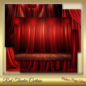 Red Theater Curtain Background  - Red Theater Stage - Theater Stage Background - Background for photographers - Studio background