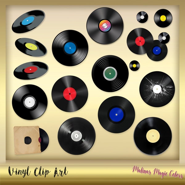 Vinyl Clip Art - vinyl records - retro vinyl - Music clip art - Music clipart - digital Instant Download - PNG Files