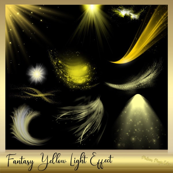 Fantasie Gelber Lichteffekt - Magisches Gelbes Licht - Lichteffekt Overlays - Feenstaub - Magic Overlay - Instant Download