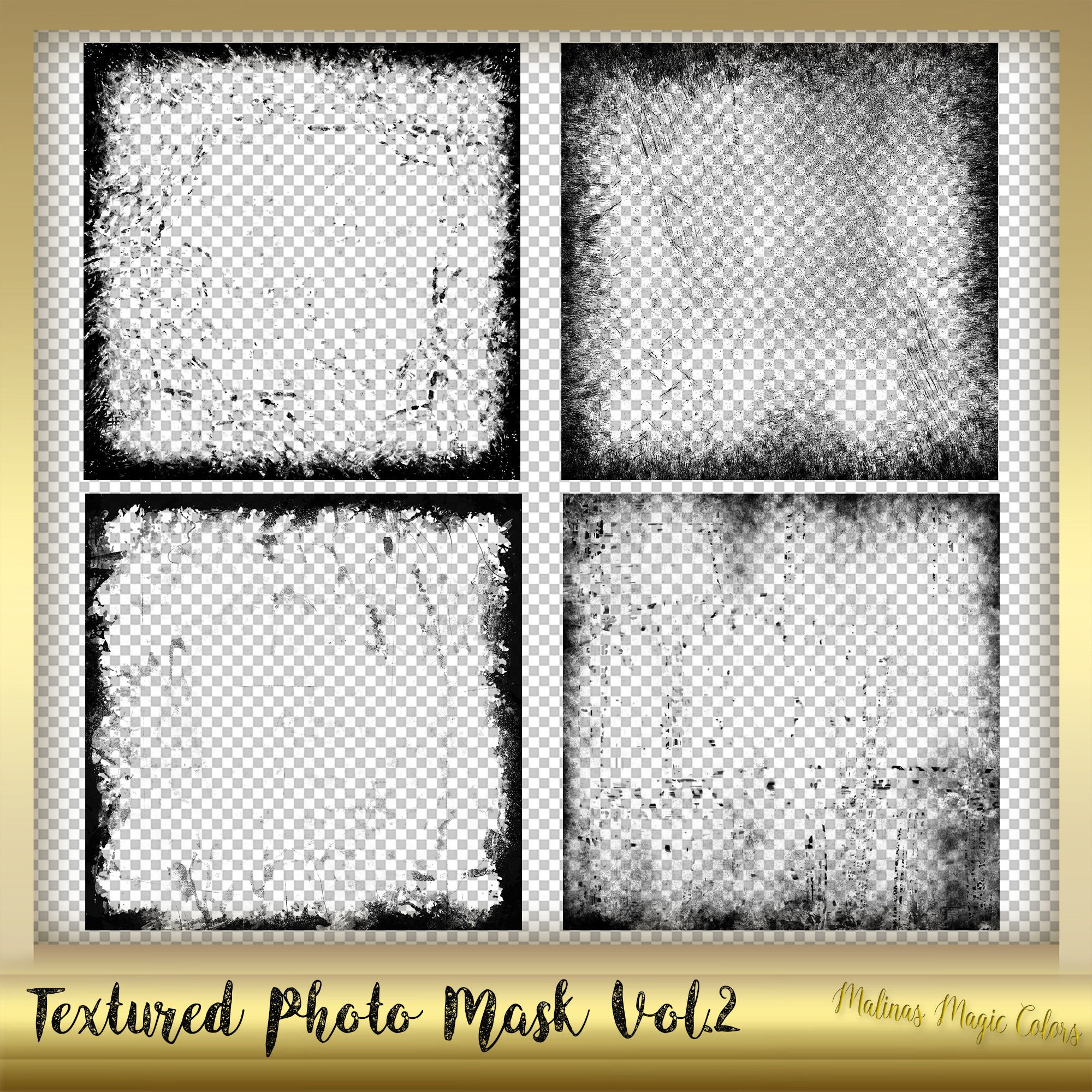 10 Textured Photo Masks Vol. 2 - Photoshop Clipping Masks - Grunge ...