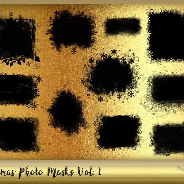 10 Christmas Photo Masks Vol. 1 - Photoshop Clipping Masks - Grunge Png Masks - Digital Scrapbook Overlays  - Instant Download