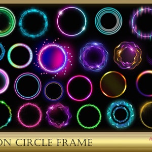 32 Neonlicht Effekt Rahmen - Neon Rahmen - Licht Rahmen - Neon Effekte - Neon Kreis - Photoshop Digitaler Bilderrahmen - Sofort Download