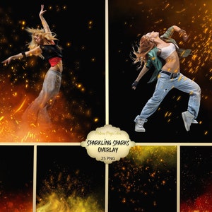 Sparkling Sparks Overlay - Fantasy Sparks - Fire Sparks Overlay - burning spark - flying sparks - smoke with sparks -Istant Download