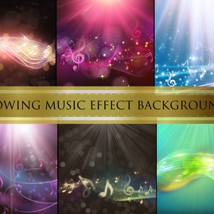 10 sfondi con effetti musicali luminosi - Sfondo con note musicali - Sfondo musicale - download immediato - 12 x 12