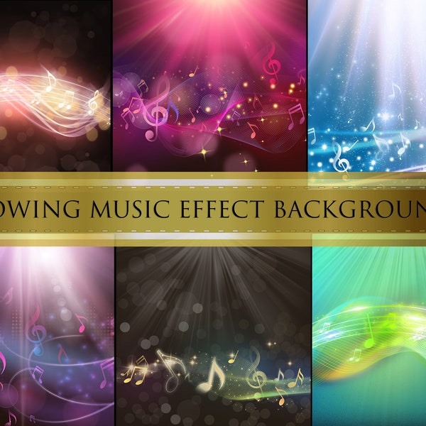 10 Glowing Music Effect Backgrounds  - Music Notes Background - Music backdrop - instant download - 12 x 12