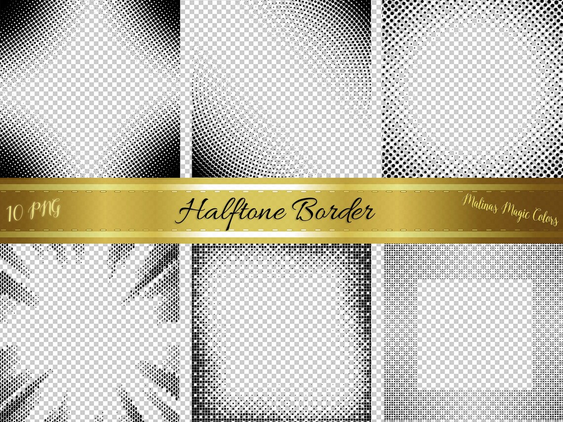 Halftone Border - Halftone Frame - Halftone Dot Text Box - Halftone ...