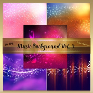10 Music Background Vol. 3 - Music Notes Background - Music backdrop - vintage background - instant download - 12 x 12