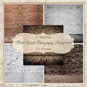 Brick Wall Photography Backdrop - Brick Wall Photography Background - Brick Wall Grunge Textur - Brick Texture - instant download -  12 x 12