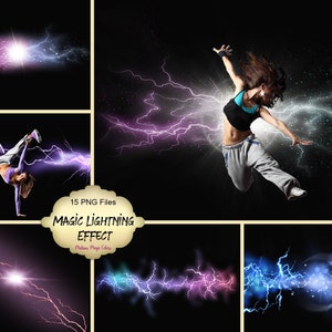 Magic Lightning Effect - Lightning Light Effect - Lightning effect overlay - beam of light colliding - Instant Download