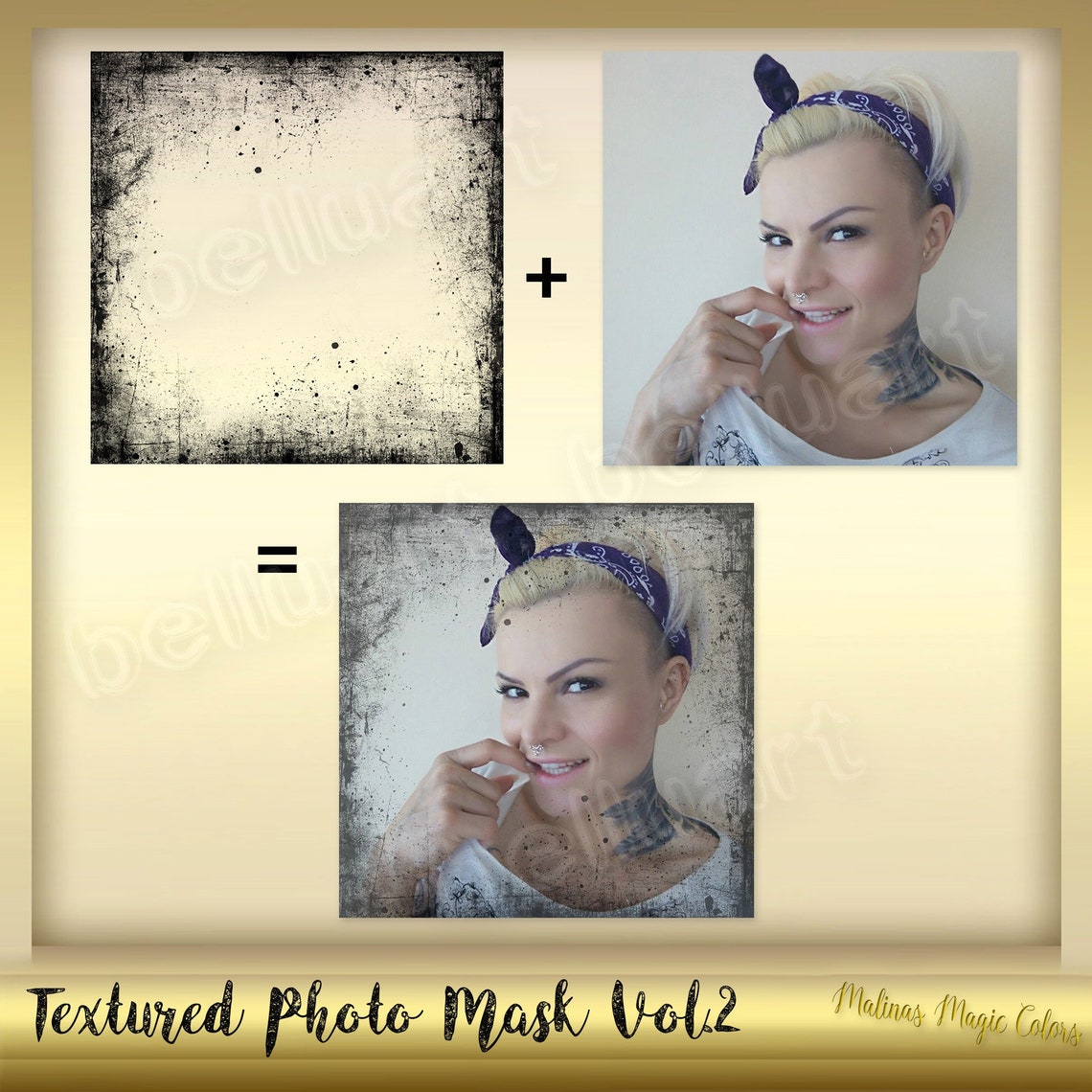 10 Textured Photo Masks Vol. 2 - Photoshop Clipping Masks - Grunge ...