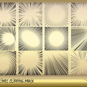 Hastighetslinjer Clipping Mask - Hastighetslinjer PNG - Photoshop Clipping Masks - serietidningsdesignelement - hastighetslinjer clipart - omedelbar nedladdning