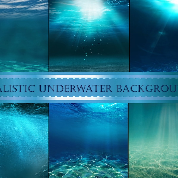 12 Underwater Backgrounds  - Mermaid Digital Backdrop - Realistic Underwater Background - Mermaid Scene Digital Background  Instant Download