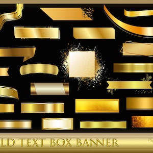 Gold Text Box Banner - Gold Banner - Golden Border - Gold Label - golden frame - Instant Download