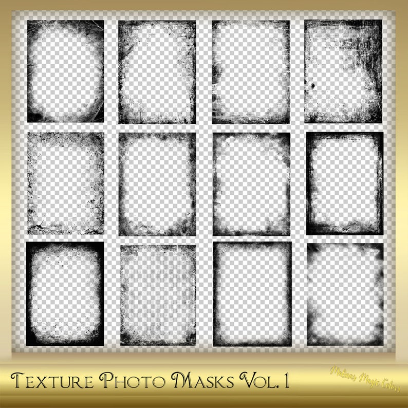 12 Textured Photo Masks Vol. 1 - Photoshop Clipping Masks - Grunge ...